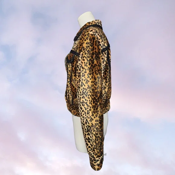 Rare Vtg 80s Howard Wolf Cheetah Leopard Print Brown Black Boho Western Jacket - Picture 5 of 7